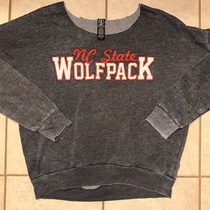 Recycled Karma University, Grey NC State Wolfpack Oversized Crewneck, Size Large